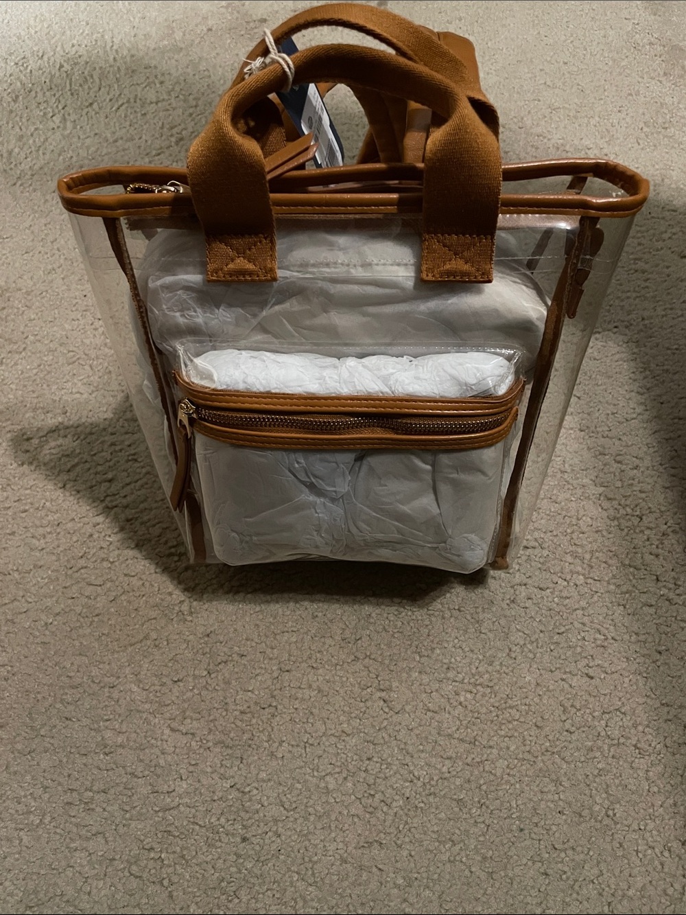 Universal Thread Clear Cube Backpack with Tan Trim - Picture 2 of 5
